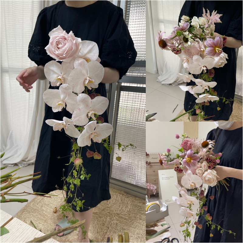 韓式捧花課程分享 | 水滴型捧花，多些細節堆疊延伸的垂墜美感 @林飛比。玩美誌